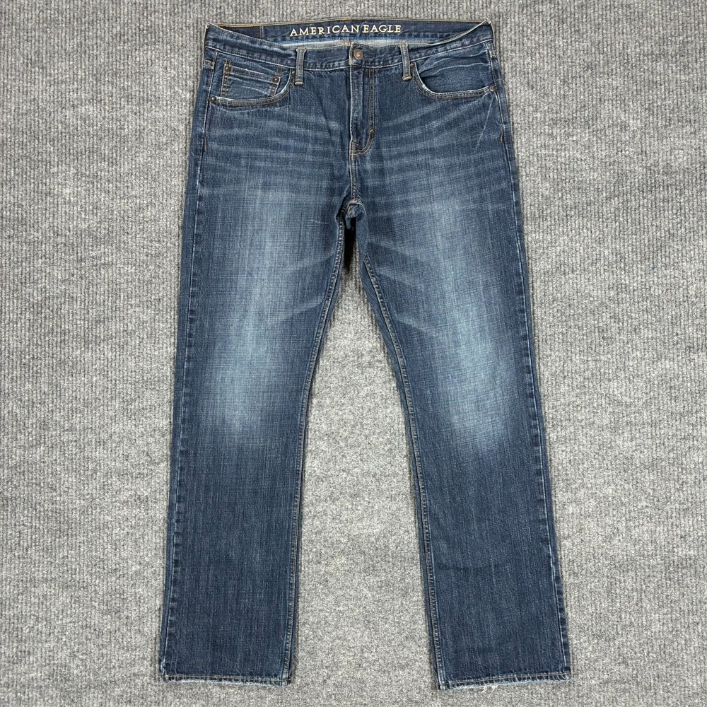 American Eagle Original Straight Jeans Mens 36x34 Blue Denim 100% Cotton